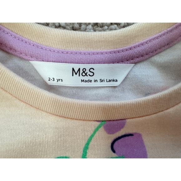 Marks and Spencer M&S Girls Peach Cherry Print Nightdress Sleepwear 3T T86 4084S - Picture 3 of 7